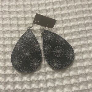Spiderweb tear drop earrings